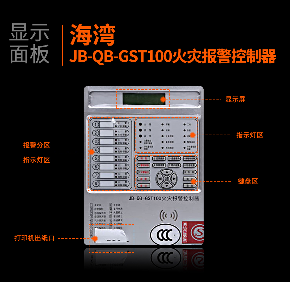 湖北海湾JB-QB-GST100湖北火灾报警控制器显示面板